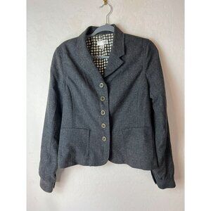 Isaac Mizrahi Linen Blend Blazer Sz 10 Grey Tweed Look